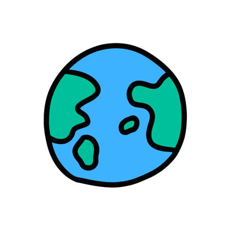 Cartoon Doodle of Earth globe, Vector and illustration.のイラスト素材