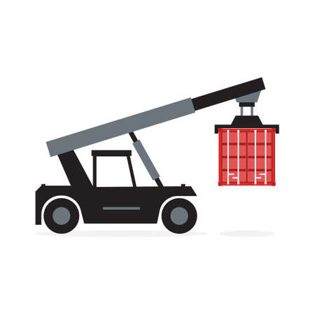 Forklift crane container, Logistics and Transportation concept, Vector, Illustration.のイラスト素材