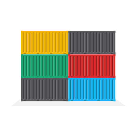 Side view of the container pile, Logistics and Transportation concept, Vector, Illustration.