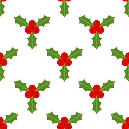 Christmas mistletoe seamless pattern background.のイラスト素材