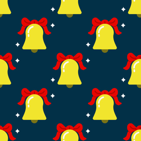Christmas bell with bow seamless pattern background.のイラスト素材