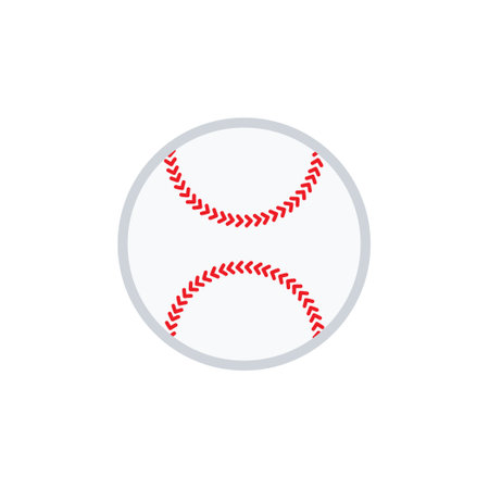 Baseball ball with Flat design on a white background, Vector.のイラスト素材