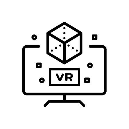 Virtual reality outline icon, Vector and Illustration.のイラスト素材