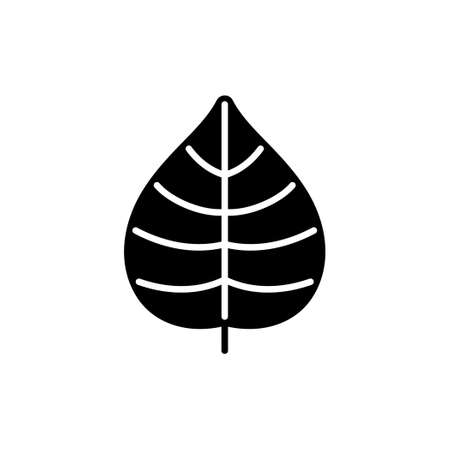 Simple black glyph leaf icon.のイラスト素材