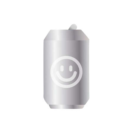 Silver soda can smile flat icon.のイラスト素材