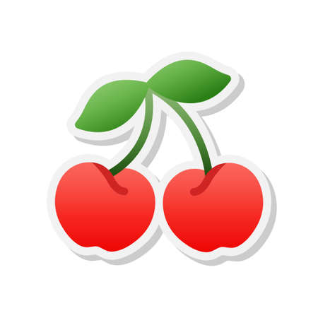 Cherry sticker icon, Vector, Illustration.のイラスト素材