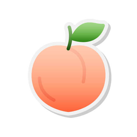 Peach sticker icon, Vector, Illustration.のイラスト素材