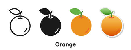Vector icon set of Orange.のイラスト素材