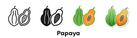 Vector icon set of Papaya.のイラスト素材