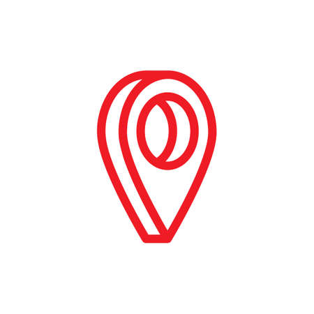 Red location point pin linear icon, Vector.のイラスト素材
