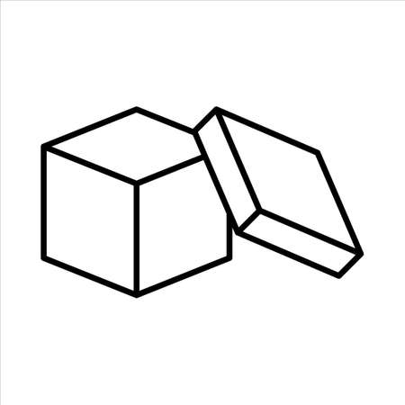 Carton box with cover thin line icon, Vector and Illustration.のイラスト素材
