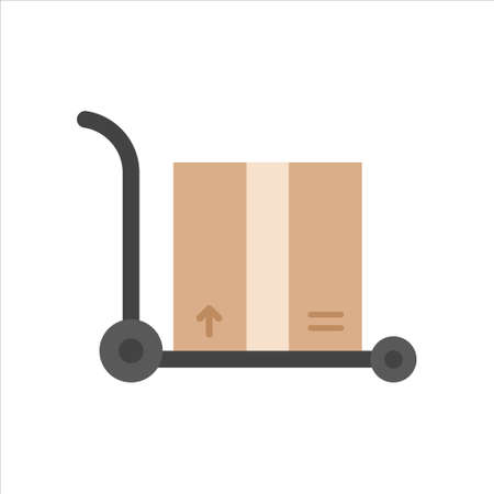 Carton box with cart icon, Vector and Illustration.のイラスト素材