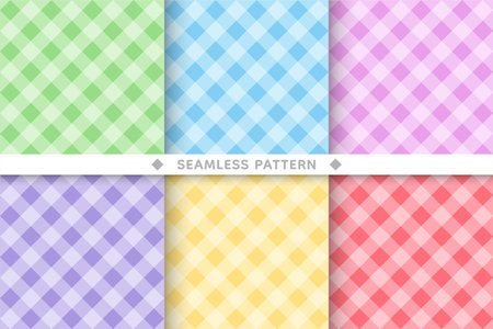 Colourful gingham seamless pattern background set.のイラスト素材