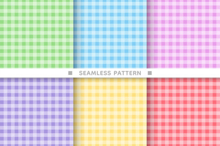 Colourful gingham seamless pattern background set.のイラスト素材
