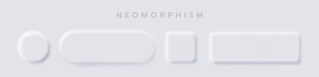 White button Neumorphism design elements vector set, Button and Element for UI Web design or...