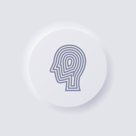 Head overlap stroke line icon, White Neumorphism soft UI Design for Web design, Application UI and more, Button, Vector.のイラスト素材
