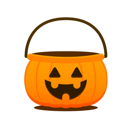 Cute Halloween pumpkin bucket, Vector Illustration.のイラスト素材