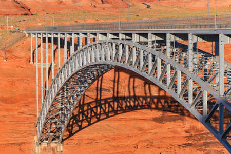 Steel bridge near Glen Canyon dam, Arizona, USAの写真素材