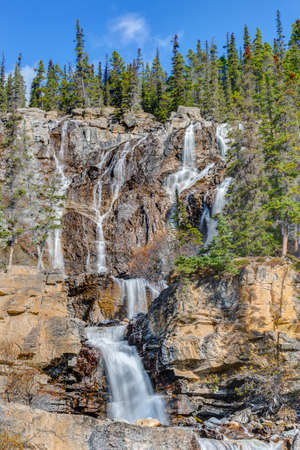 Tangle Creek Fall in Jasper national park, Canadaの写真素材