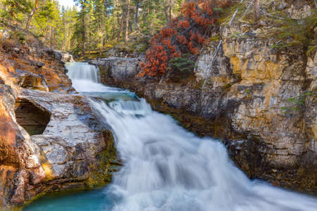 Baeuty Creek Falls in Jasper national park, Canadaの写真素材