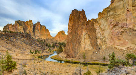 Sunrise at Smith Rock State Park in Oregon USAの写真素材