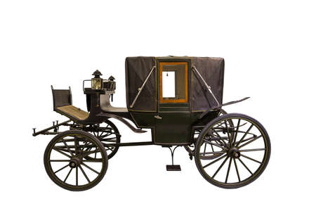Smart black historic carriage isolated on whiteの写真素材
