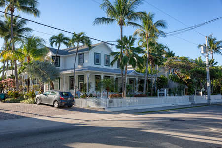 KEY WEST, FLORIDA USA - JANUARY 18, 2017: Small private hotel in the historic and popular downtown Key West.のeditorial素材