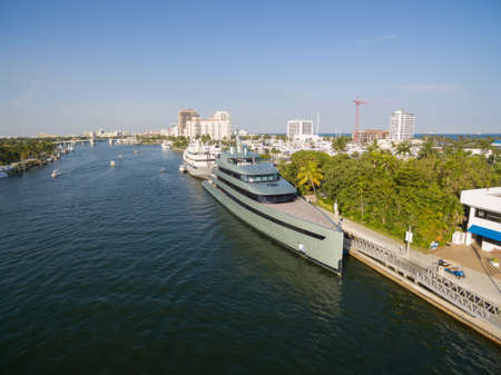 FORT LAUDERDALE, FLORIDA - 28 JAN 2017: Luxury yacht parked in Fort Lauderdale Bay, Florida USA....
