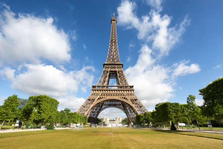 Eiffel Tower on Champs de Mars in Paris, Franceの写真素材