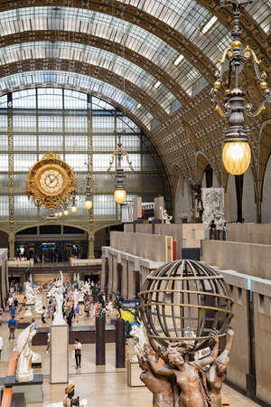 PARIS,FRANCE - AUGUST 1,2017 : Interior of the the Musee dOrsay in Paris, known for its collection of impressionist masterpiecesのeditorial素材