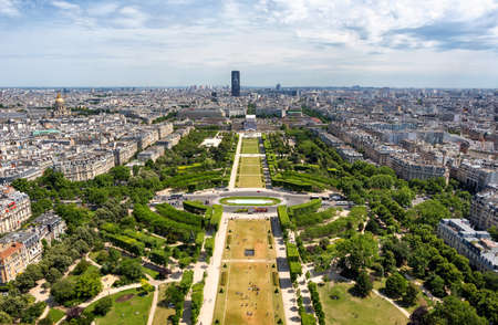 Aerial view of Paris Skyline from Eiffel Tower in Paris, Franceのeditorial素材