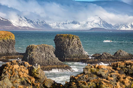 Basalt formations at Arnarstapi. Snaefellsness peninsula, Icelandの写真素材