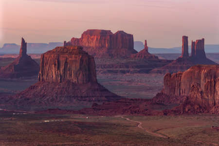Sunset in Hunts Mesa navajo tribal majesty place near Monument Valley, Arizona, USAの写真素材