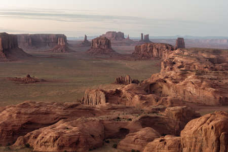 Sunset in Hunts Mesa navajo tribal majesty place near Monument Valley, Arizona, USAの写真素材