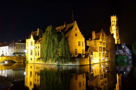 BRUGES, BELGIUM - SEPTEMBER 17, 2018. Bruges under backlight with the backgroundのeditorial素材