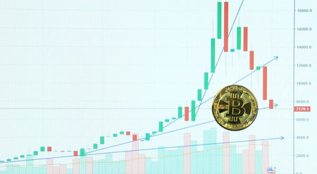Bitcoin souvenir coins. Cryptocurrency golden bitcoin coin. Conceptual image for worldwide...
