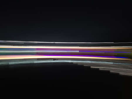 Blue, red, white and purple light painting photography, long exposure, ripples and waves against a...