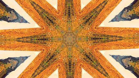 Art perspective tile mandala pink abstract. Ethnic geometry pattern illustration ornament vintage. HQ renderingの写真素材