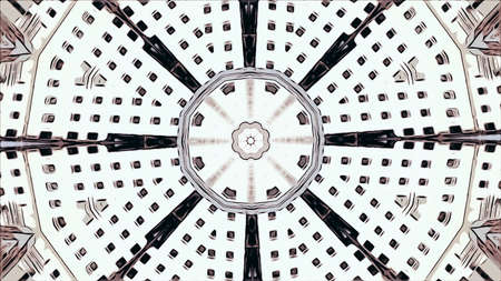 Vector background Seamless loop footage mandala pink abstract pattern neon motion art technology. Photographs kaleidoscope geometry pattern illustration ornament vintage. HQ rendering.の写真素材