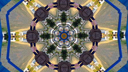 Kaleidoscope mandala abstract illustration tunnel motion. Flight in abstract futuristic tunnel...