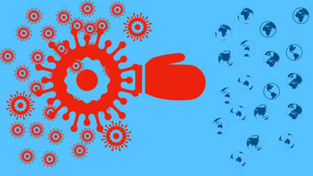 Illustration concept of coronavirus protection mask for prevent virus  Covid-19. Novel coronavirus conceptual medical face mask use, say no to 3rd wave.の写真素材