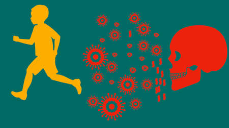 Illustration concept of coronavirus protection mask for prevent virus  Covid-19. Novel coronavirus conceptual medical face mask use, say no to 3rd wave.の写真素材