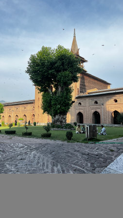 Majestic Jamia Masjid in Kashmir, JK - A Spiritual Landmark for Muslimsの写真素材