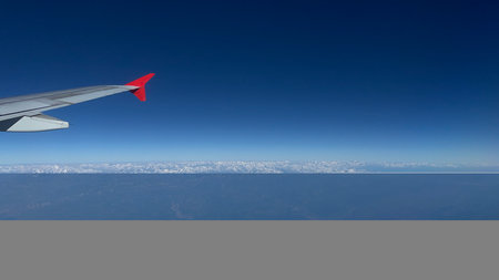 Delhi India 05 08 2024. Airport terminal 2 in delhi india airbuses and vehicles, Flights under blue sky and white clouds. Interior of airport having good technology.の写真素材