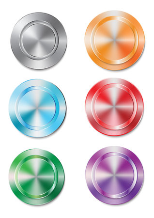 Shiny metal buttons often circular fasteners made of polished metal that reflects light, giving them a bright, gleaming appearance.のイラスト素材