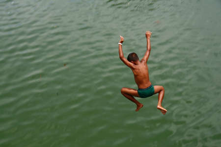 boy jumpingの写真素材