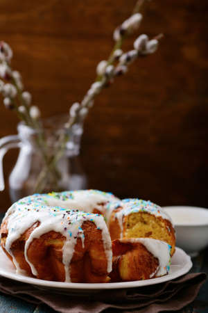 Glazed Easter cake. Sring holiday