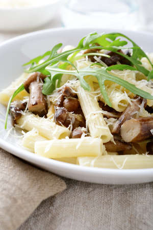 Pasta in white bowl. Closeupの写真素材