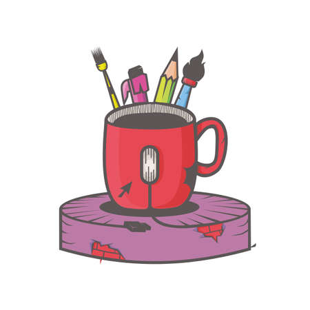 inspiration of mouse and cup vector illustration with white backgroundのイラスト素材