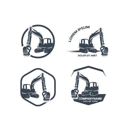 excavator logo set design template with white backgroundのイラスト素材